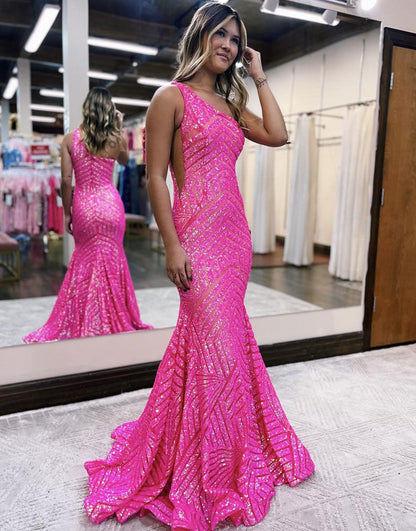 Yaretzi | Vestido de fiesta de sirena con lentejuelas y un solo hombro