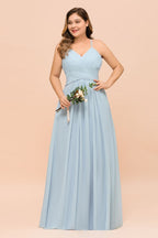 Vestido de dama de honor de talla grande con escote corazón y largo hasta el suelo, corte A, para dama de honor