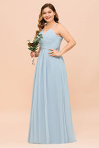 Vestido de dama de honor de talla grande con escote corazón y largo hasta el suelo, corte A, para dama de honor