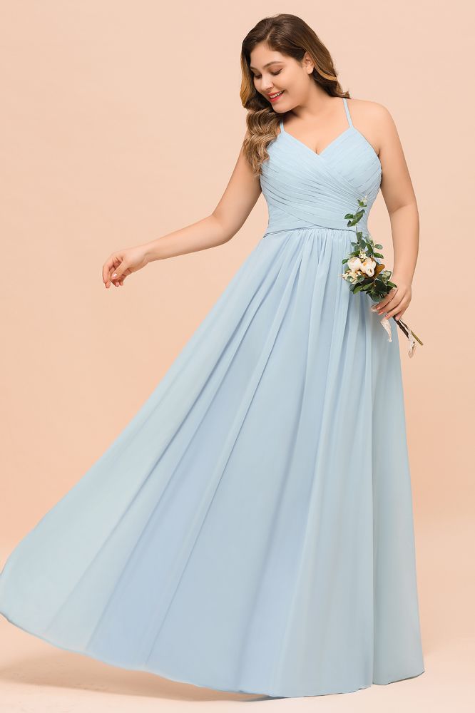 Vestido de dama de honor de talla grande con escote corazón y largo hasta el suelo, corte A, para dama de honor
