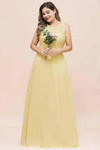 Vestido de dama de honor de talla grande, floral, corte A, sin mangas, vestido largo de noche para niñas y mujeres