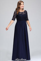 Plus Size A-Linien-Maxikleid mit Blumenspitze und halblangen Ärmeln