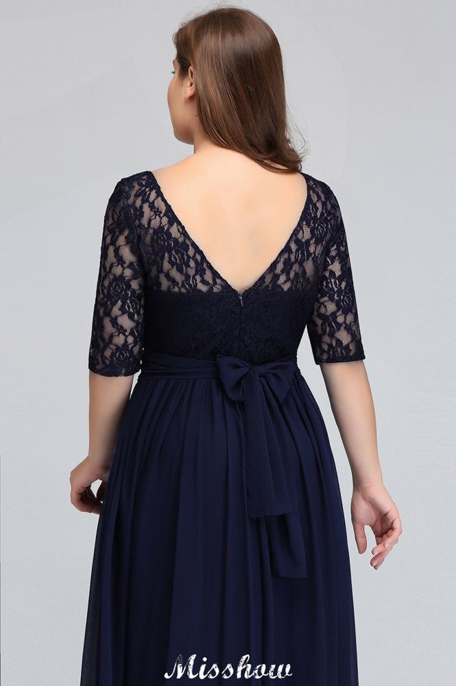 Plus Size A-Linien-Maxikleid mit Blumenspitze und halblangen Ärmeln