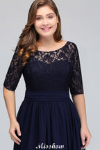 Plus Size A-Linien-Maxikleid mit Blumenspitze und halblangen Ärmeln