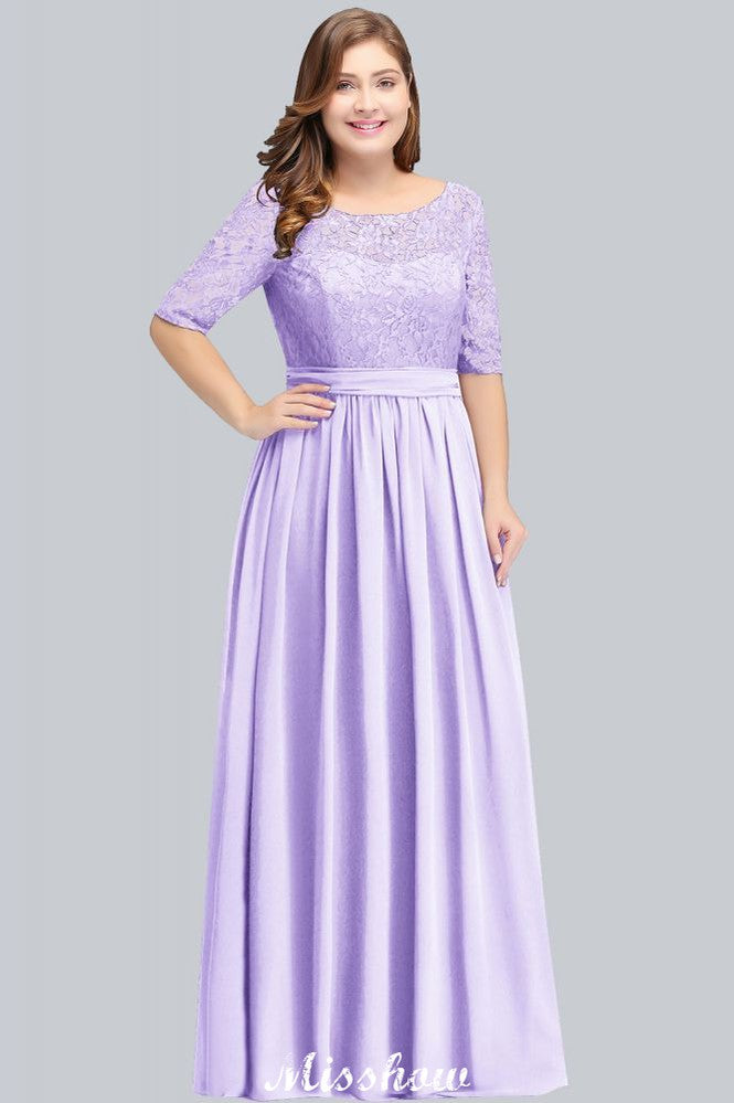 Plus Size A-Linien-Maxikleid mit Blumenspitze und halblangen Ärmeln