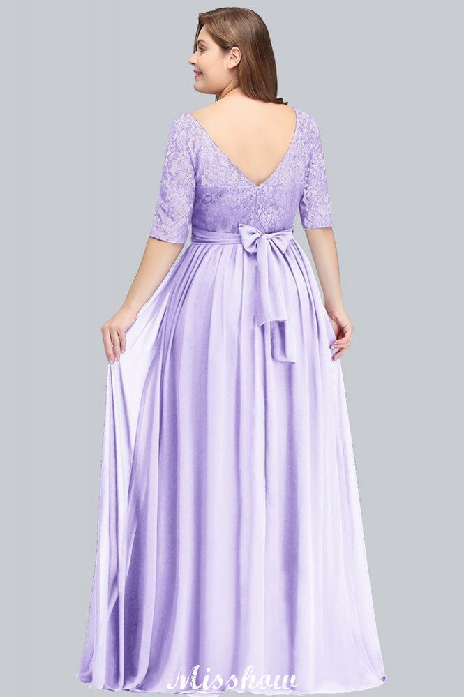 Plus Size A-Linien-Maxikleid mit Blumenspitze und halblangen Ärmeln
