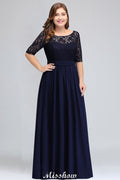 Plus Size A-Linien-Maxikleid mit Blumenspitze und halblangen Ärmeln