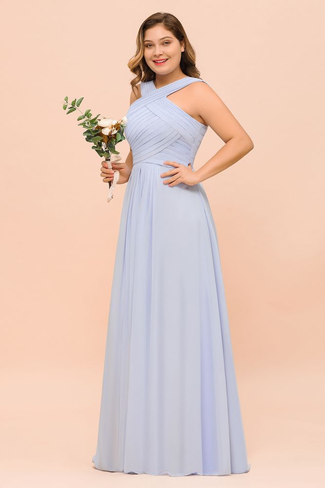 Vestido de dama de honor lavanda de talla grande, largo hasta el suelo, vestido de invitada de boda