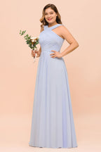 Vestido de dama de honor lavanda de talla grande, largo hasta el suelo, vestido de invitada de boda