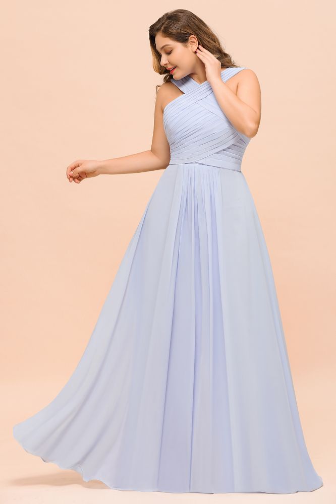 Vestido de dama de honor lavanda de talla grande, largo hasta el suelo, vestido de invitada de boda