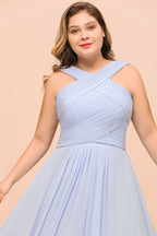 Vestido de dama de honor lavanda de talla grande, largo hasta el suelo, vestido de invitada de boda