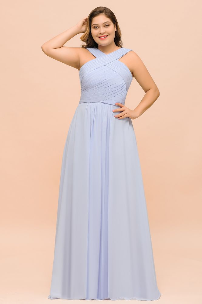 Vestido de dama de honor lavanda de talla grande, largo hasta el suelo, vestido de invitada de boda