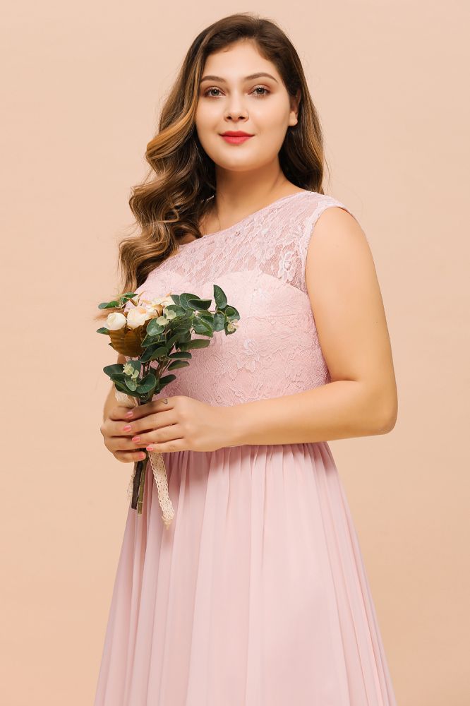 Vestido de dama de honor de talla grande, sin mangas, corte A, largo, con abertura lateral, para fiesta de boda