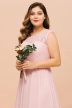 Vestido de dama de honor de talla grande, sin mangas, corte A, largo, con abertura lateral, para fiesta de boda