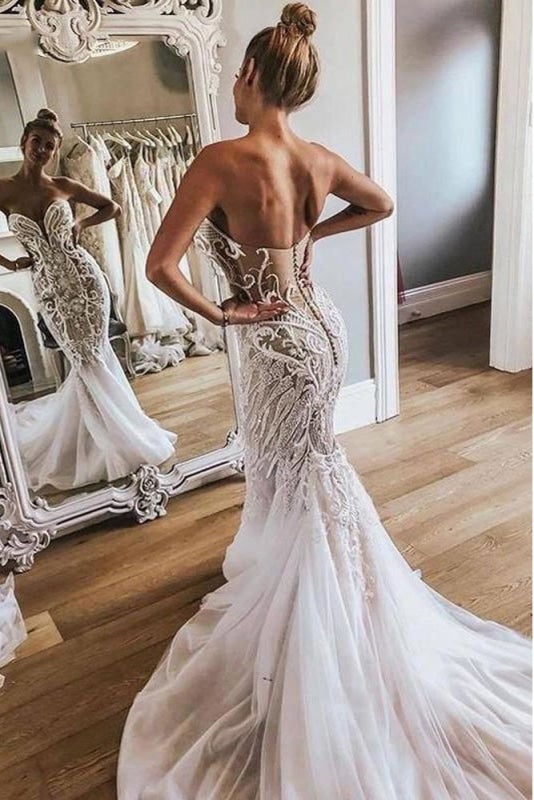 Hübsche Meerjungfrau Spitze Sexy Schatz Elegante Brautkleider 
