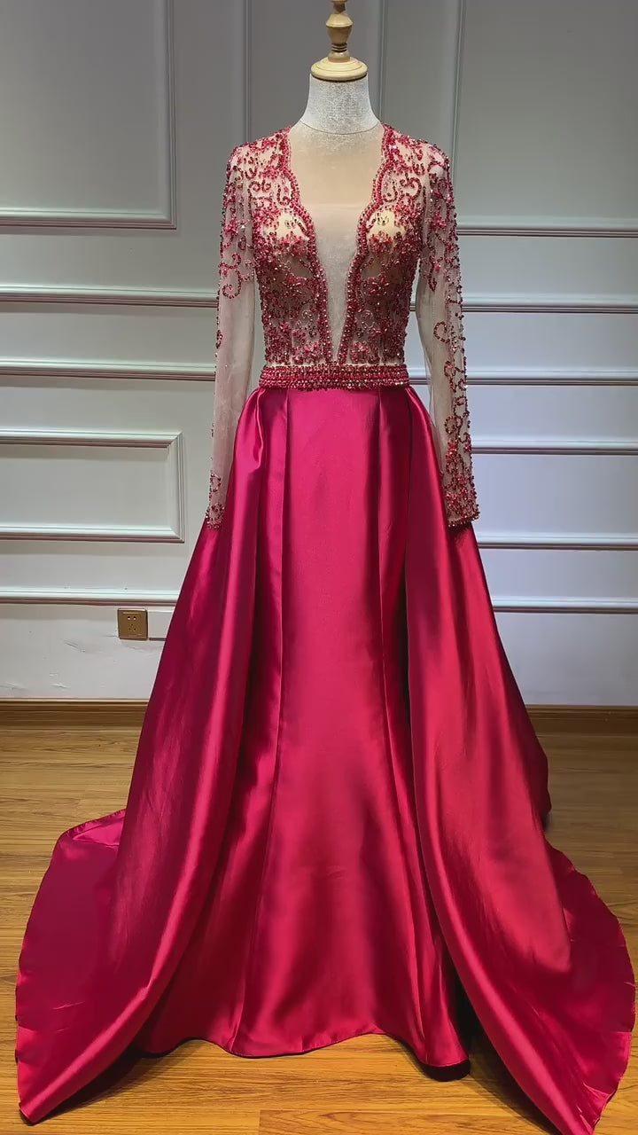 Vestidos de noche de satén con corte sirena LA6312