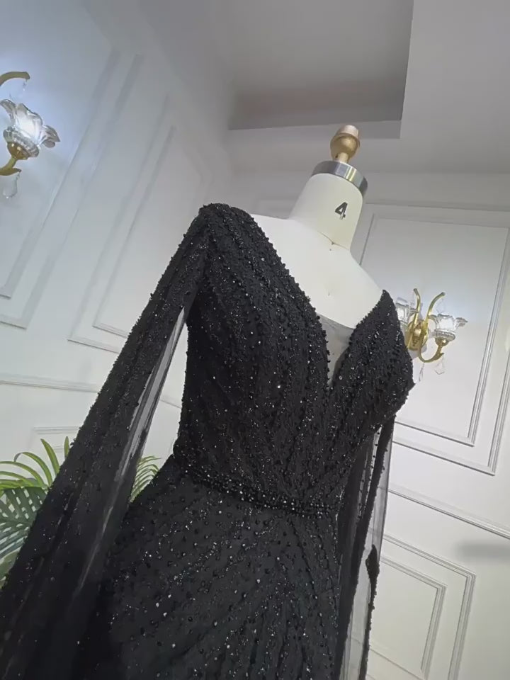 Vestidos de noche de sirena con mangas capa 2025 LA71889