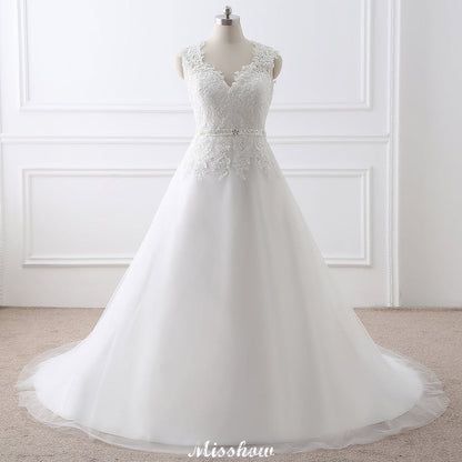 Princess Lace V-neck Tulle Elegant Wedding Dress