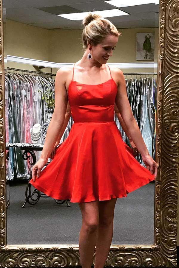 Princess Straps Short Prom Dress Burgundy Homecoming Dress  PD318