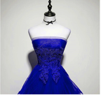 Königsblaues Tüllkleid mit Spitzenapplikation, High Low Partykleid, Blaues Homecomingkleid Y671