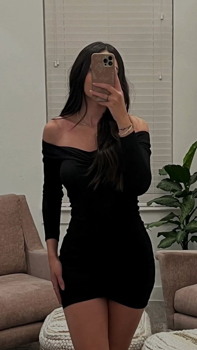 Lindo vestido negro informal, minivestido negro para fiesta de bienvenida Y1023