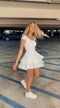 Vestido blanco de verano, minivestido blanco para fiesta de bienvenida Y984