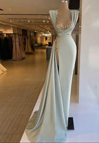Lange Ballkleider Saudi-Arabien Ärmellose Satin Abendkleider Y909