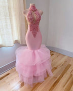 Sexy Rosa Meerjungfrau Abendkleid, Hochzeitsempfangskleid Y818