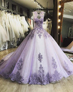 Vestido romántico de encaje lavanda para fiesta, brillante, para ocasiones especiales, Y1074
