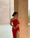 Vestido rojo corto sin mangas para fiesta de bienvenida, vestido sexy ajustado Y1744