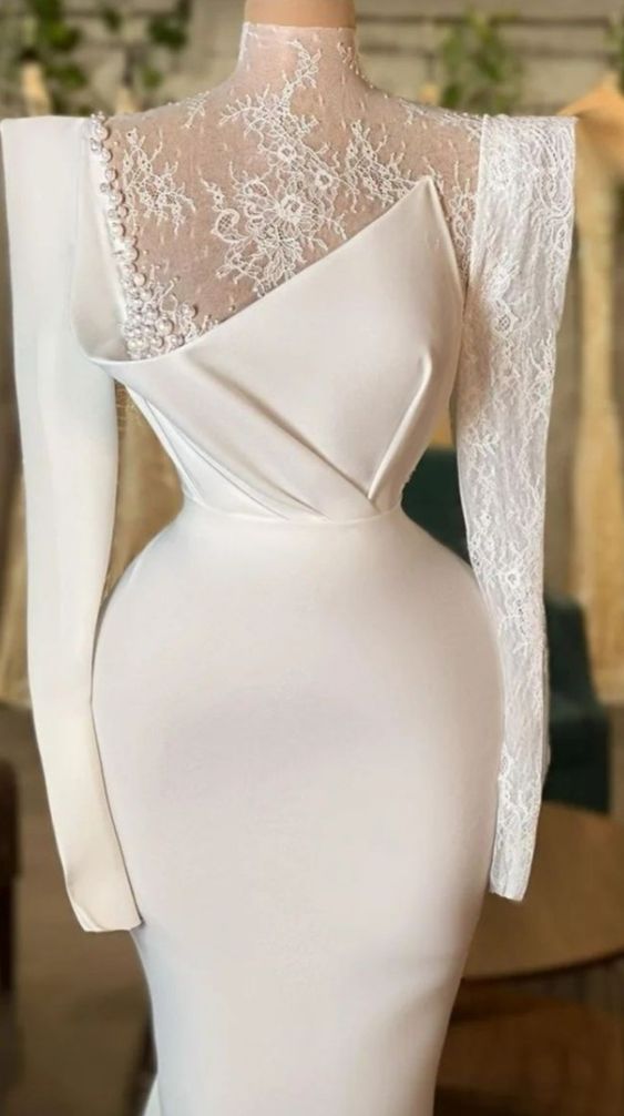 Vestido de novia largo blanco elegante Y1743