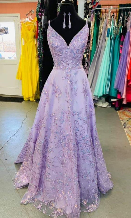 Elegantes A-Linien-Ballkleid mit V-Ausschnitt, bezauberndes Abendkleid Y1740