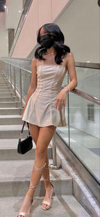 A-Linie Spaghettiträger Kurzes Homecoming-Kleid Süßes Partykleid Y630