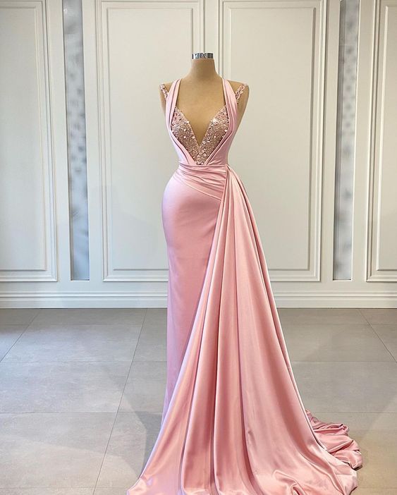 Rosa Langes Ballkleid, Festkleid, Abendkleid, Abschlussfeierkleid Y562