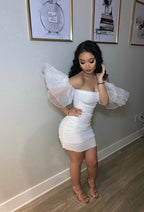 Damen Minikleid, Elastisches Kleid mit Ellenbogenärmeln, Figurbetontes Kleid, Kurzes Homecoming-Kleid Y651