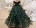 Vestido formal de tul con encaje verde esmeralda para ocasiones especiales S26994