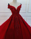 Charmantes schulterfreies Tüll-Spitzen-Applikationen Ballkleid Sweet 16 Kleid Y1225
