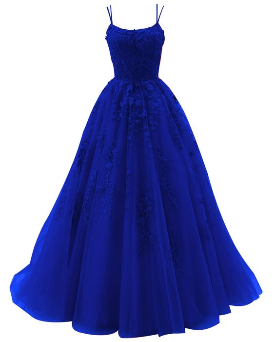 Vestido de fiesta con tirantes finos y apliques de encaje, vestido largo de tul para boda, vestido de noche formal estilo princesa Y1202
