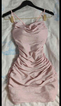Vestido ajustado rosa brillante, sexy, para club, minivestido rosa para fiesta, Y680