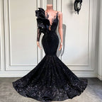 Vestidos de fiesta negros, vestidos de fiesta de sirena, vestidos de fiesta con volantes, vestidos de fiesta con lentejuelas, vestidos de noche personalizados Y1868