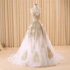 Vestido de novia con cola larga y bordado, talla personalizada, imagen real