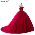 En oferta, sin devolución ni reembolso. Oferta, vestido de novia con cristales burdeos, vestido de novia, vestido de novia HA2014