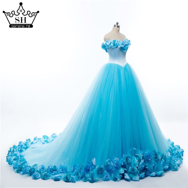 Vestido de novia con diseño de nube rosa y flores rosas HA2003