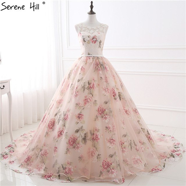 Romantic Flowers Pattern Sexy Wedding Dress Sleeveless Bridal Gown 26405