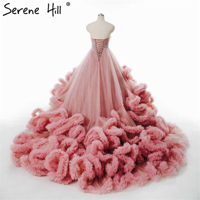 Vestido de novia para embarazadas con nubes esponjosas y cristales color burdeos HA2004