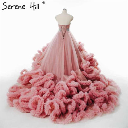 Vestido de novia para embarazadas con nubes esponjosas y cristales color burdeos HA2004