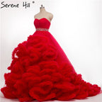 Schwangere Brautkleid Fluffy Cloud Crystal Burgundy Cloud Brautkleider HA2004