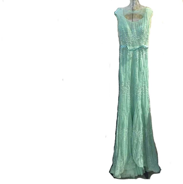 On Sale No Return No Refund Sale Green Embroidery Pearls Lace Mermaid Evening Dresses Sexy  Pearls Lace LA6231