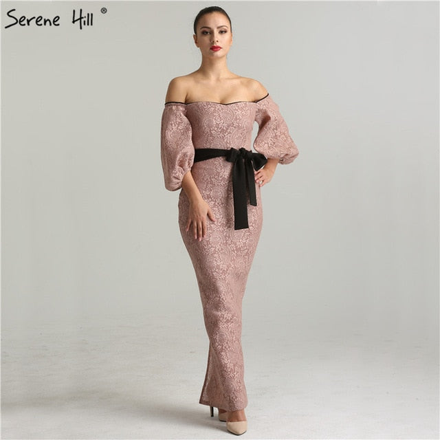 On Sale no return no refund Sale 2025 Newest Off Shoulder Sexy Evening Dresses Half Sleeves Fashion Mermaid Lace Evening Gowns Real Photo QA8001