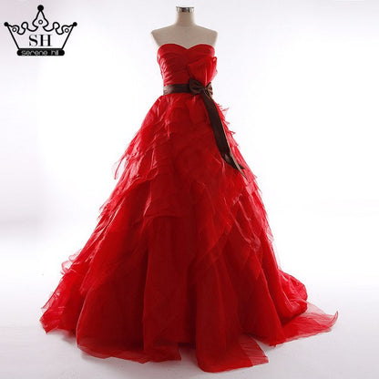 Vestido de novia abullonado, vestido de gala con cuentas de cristal, tul, cola de corte.